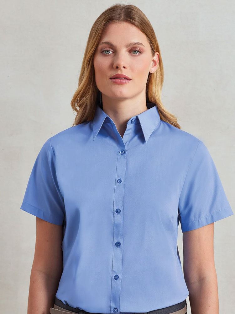 PR302 Women's Short Sleeve Poplin Blouse image 2