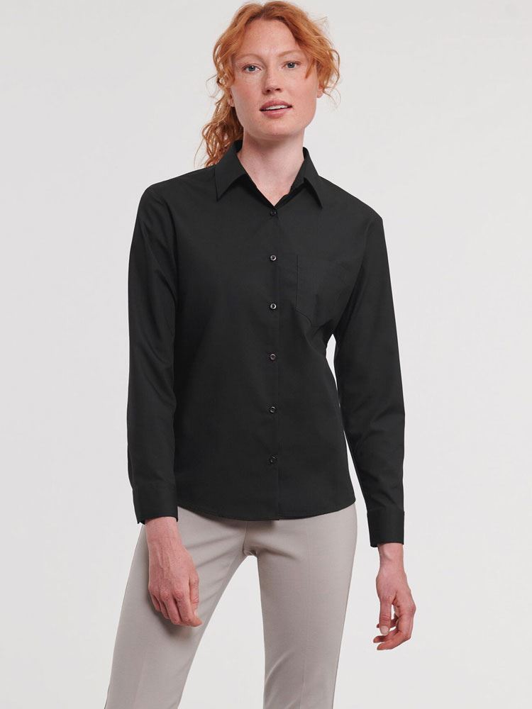 934F Ladies' Long Sleeve Polycotton Easy Care Poplin Shirt image 1