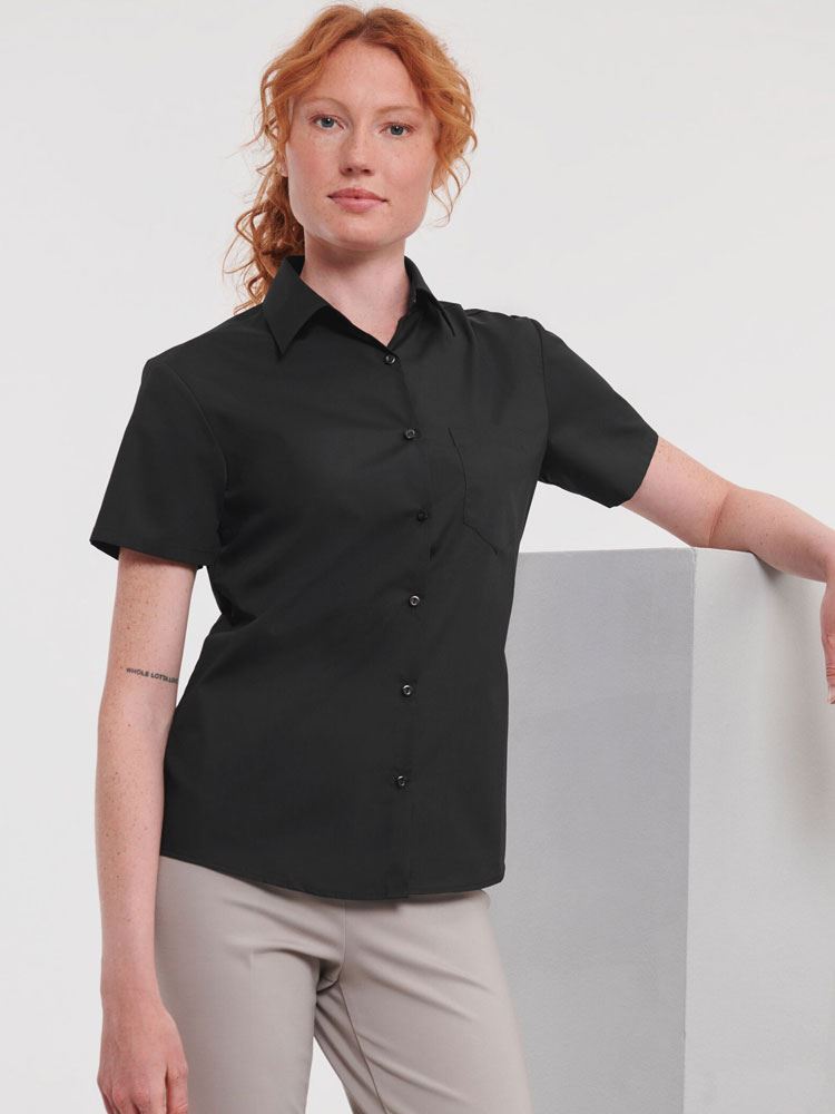 935F Ladies' Short Sleeve Polycotton Easy Care Poplin Shirt image 2