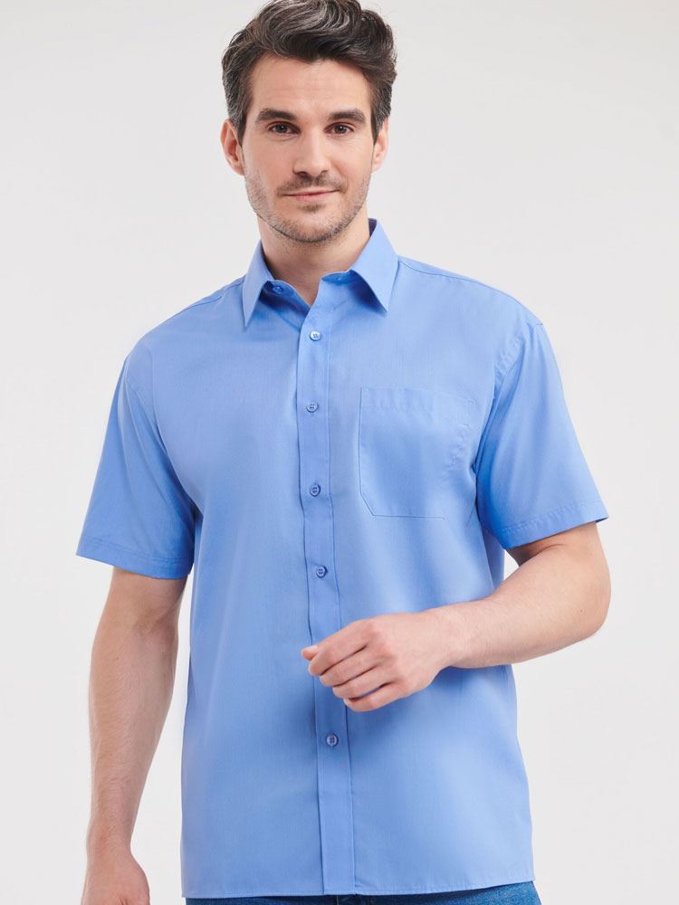 935M Men's Short Sleeve Polycotton Easy Care Poplin Shirt image 2
