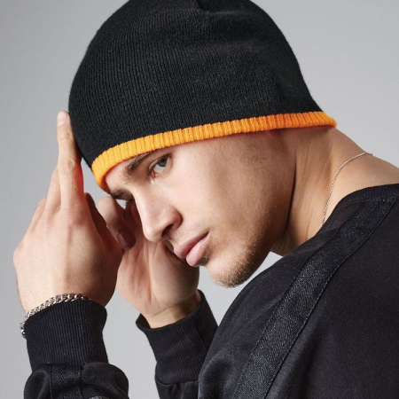 B44C Beechfield Two Tone Beanie Knitted Hat image 1