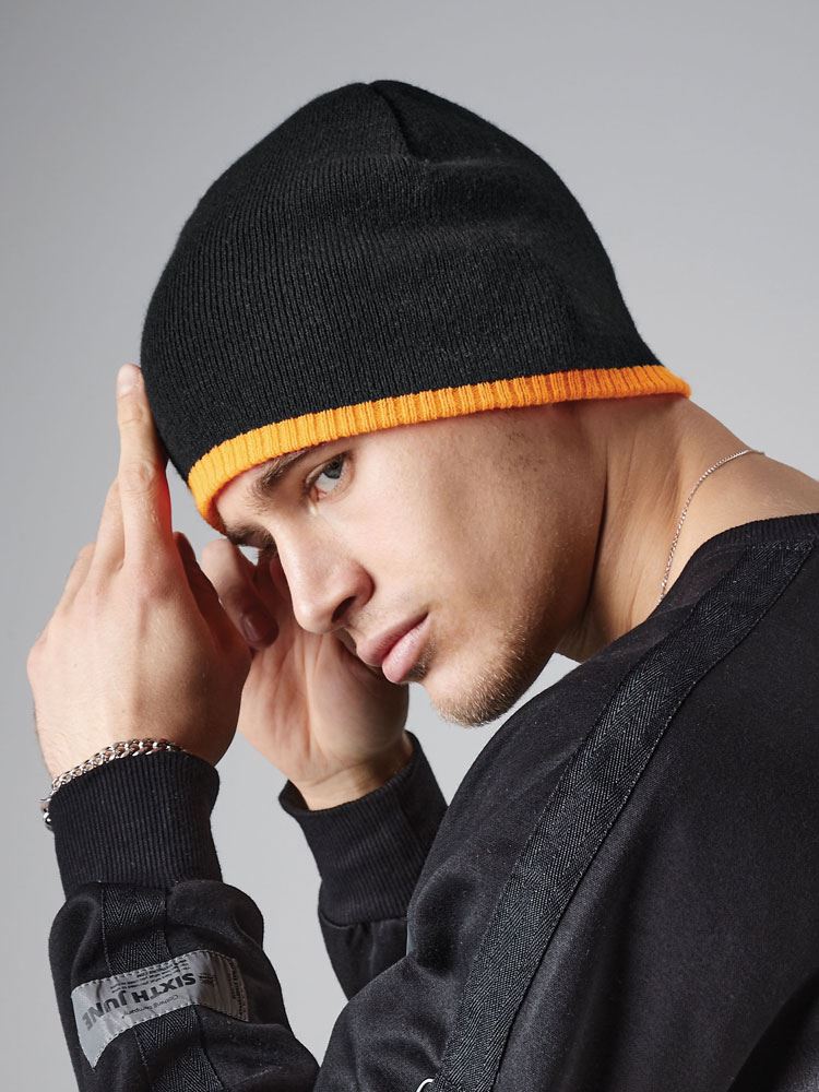 B44C Beechfield Two Tone Beanie Knitted Hat image 1