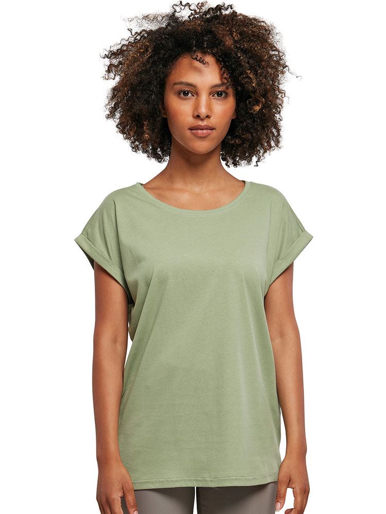 BY021 Women's extended shoulder tee image 1