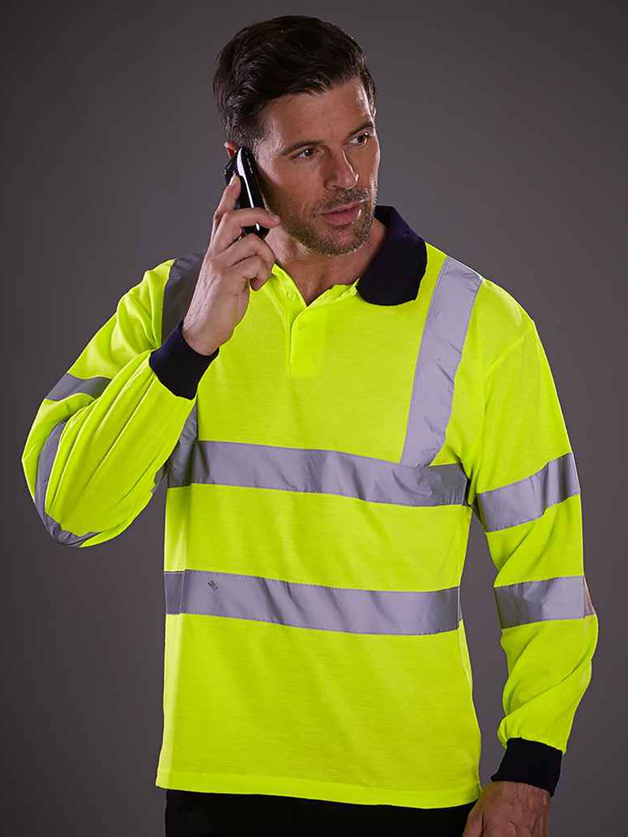 HVJ310-3M Hi Vis Long Sleeve Polo Shirt image 2