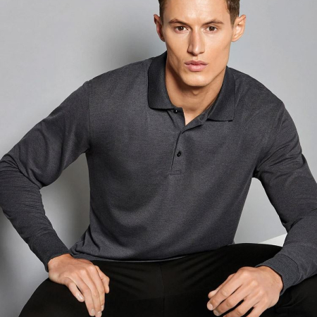 KK430 Mens Pique Long Sleeved Polo Shirt image 1