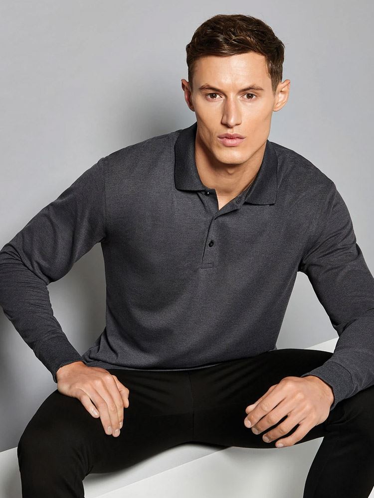 KK430 Mens Pique Long Sleeved Polo Shirt image 1