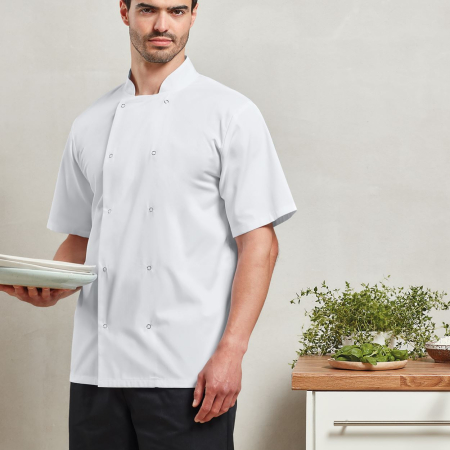 PR664 Studded Front Short Sleeve Chef's Jacket image 1