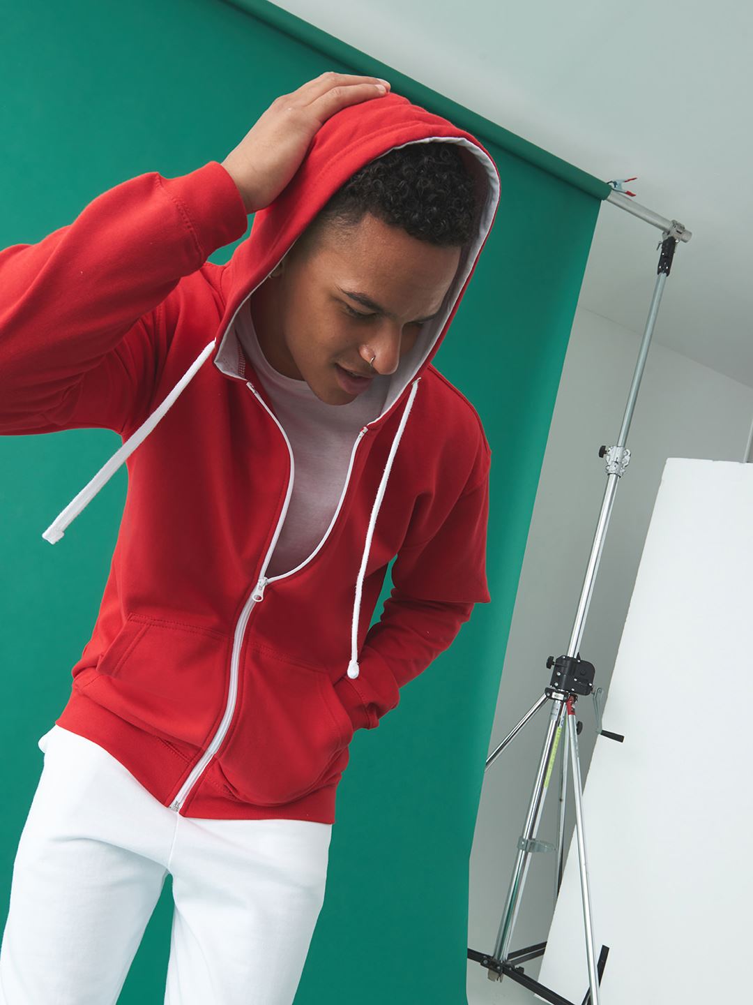 JH053 Contrast Zip Hoodie image 3
