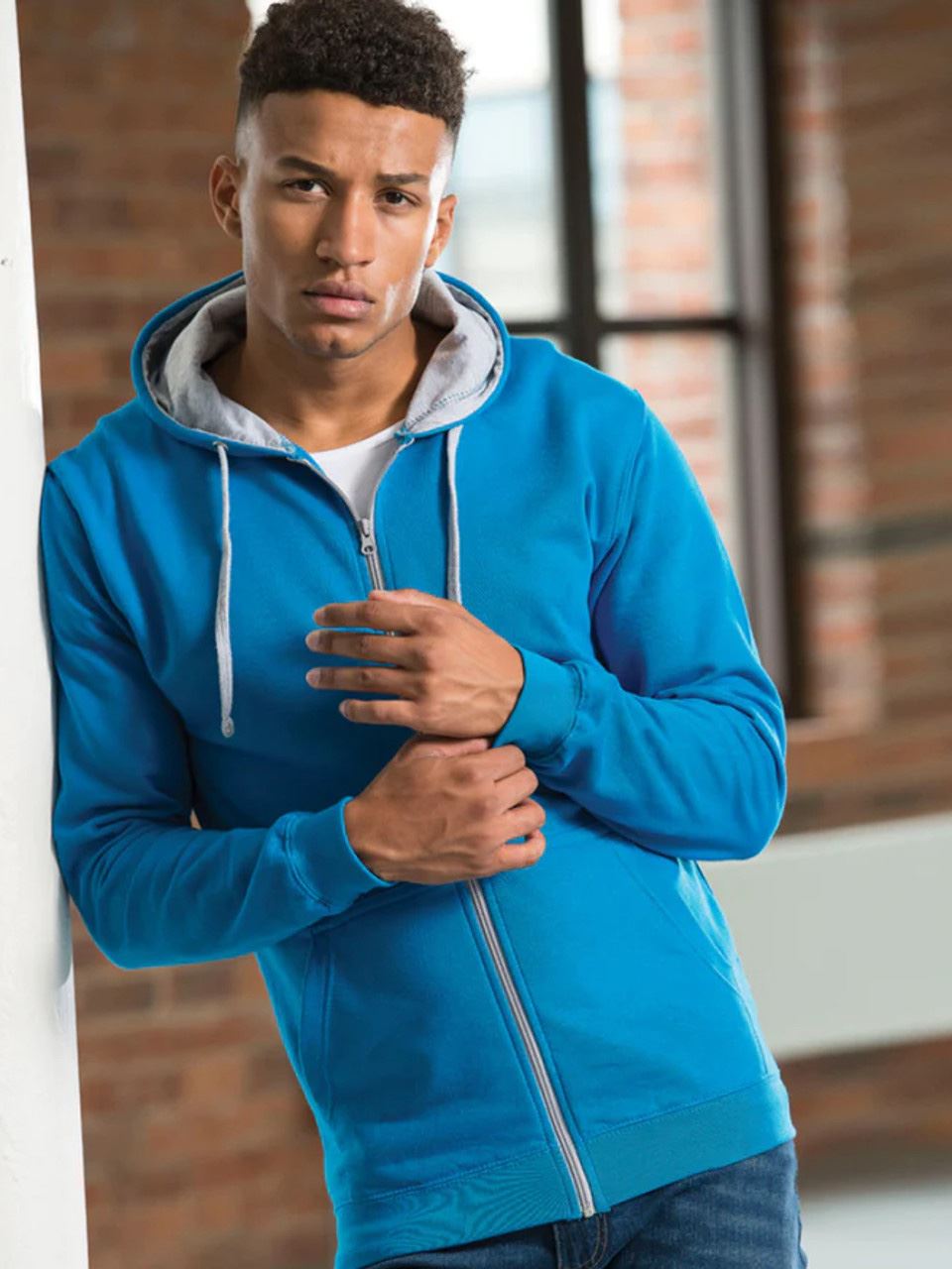 JH053 Contrast Zip Hoodie image 1