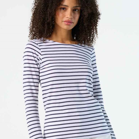 01403 Lds Marine SOL'S Ladies Marine Long Sleeve Striped T-Shirt image 1