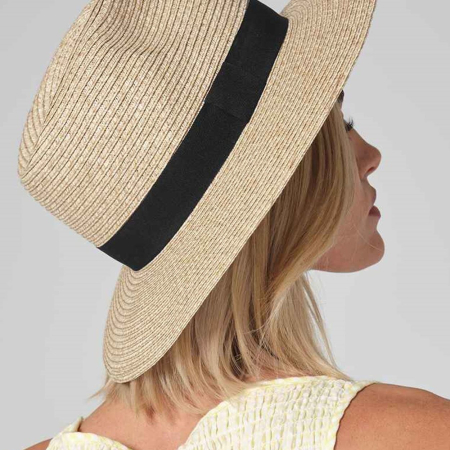 BB725 B725 Beechfield Straw Fedora image 1
