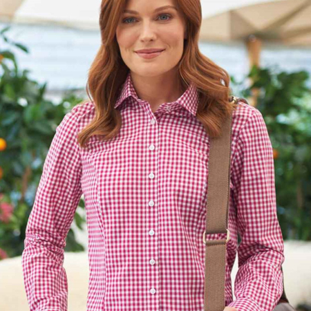 BK581 2321 Brook Taverner Ladies Kansas Gingham Long Sleeve Shirt image 1
