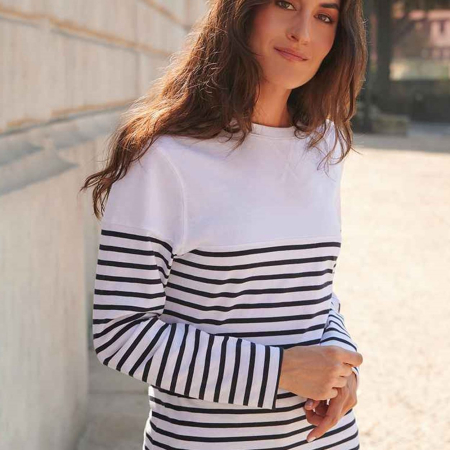 FR134 Front Row Unisex Long Sleeve Breton Striped T-Shirt image 1