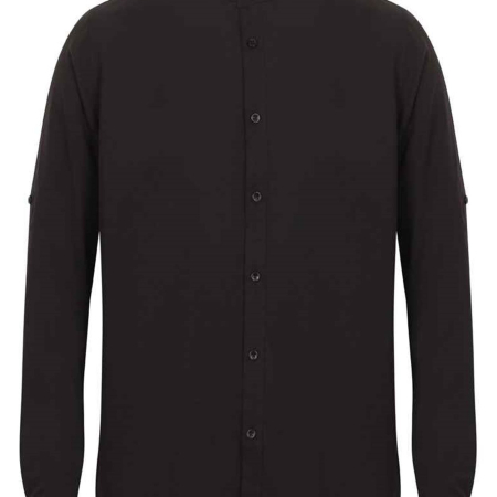 H592 Henbury Mandarin Roll Sleeve Anti-Bac Wicking Shirt image 1