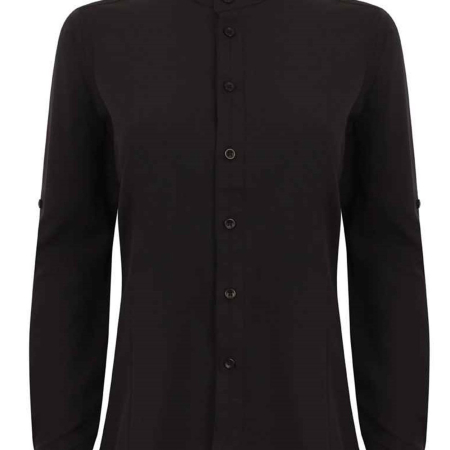 H593 Henbury Ladies Mandarin Roll Sleeve Anti-Bac Wicking Shirt image 1