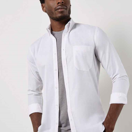 K184 KK184 Kustom Kit Long Sleeve Slim Fit Workwear Oxford Shirt image 1