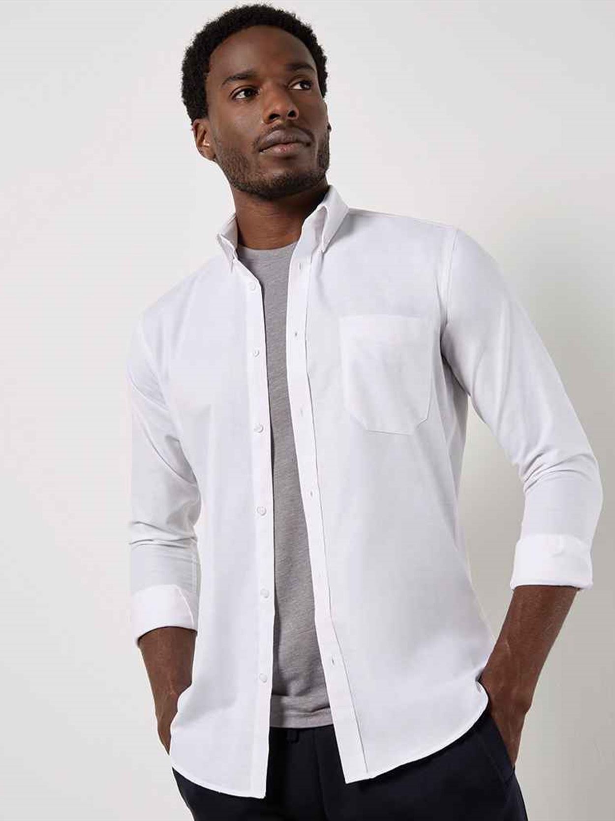 K184 KK184 Kustom Kit Long Sleeve Slim Fit Workwear Oxford Shirt image 1