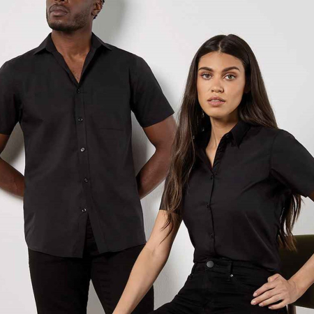 K241 KK241 Kustom Kit Ladies Short Sleeve Tailored Poplin Shirt image 1