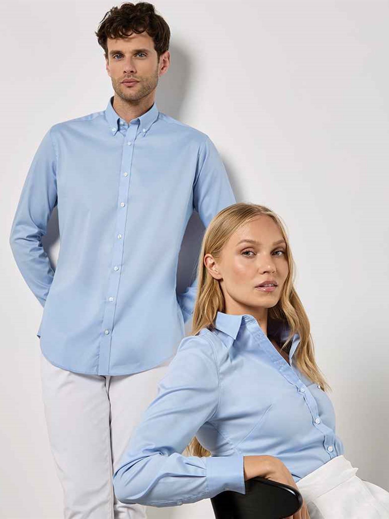 K782 KK782 Kustom Kit Ladies Long Sleeve Tailored Stretch Oxford Shirt image 1