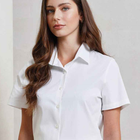 PR346 Premier Ladies Short Sleeve Stretch Fit Poplin Shirt image 1