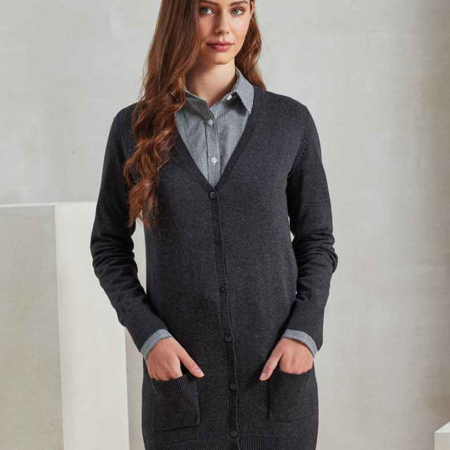 PR698 Premier Ladies Longline V Neck Cardigan image 1