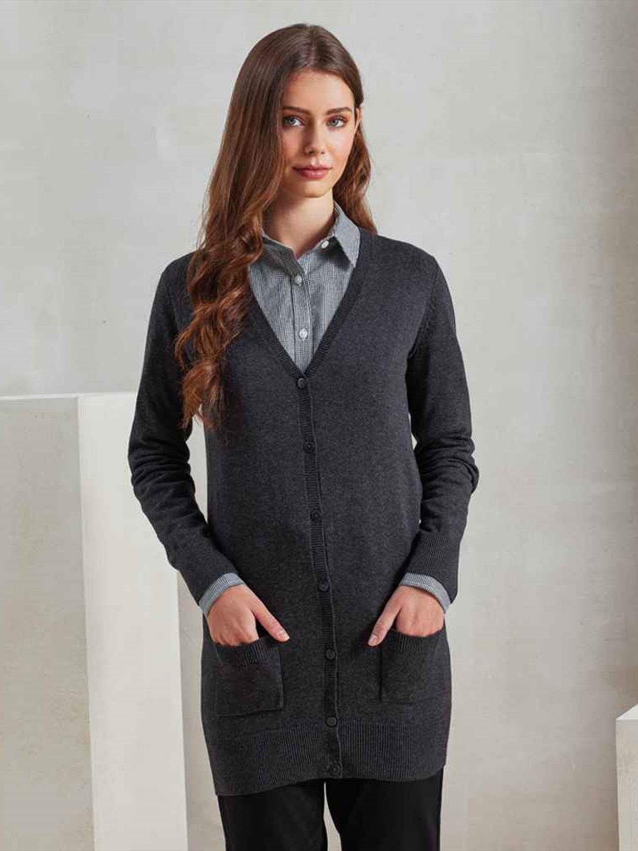 PR698 Premier Ladies Longline V Neck Cardigan image 1