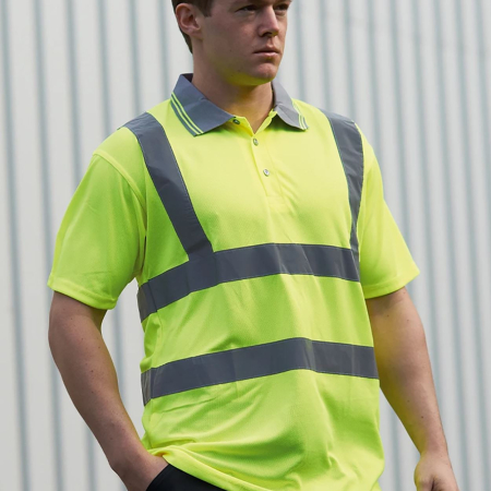 PW024 S477 Hi vis short sleeved polo image 1