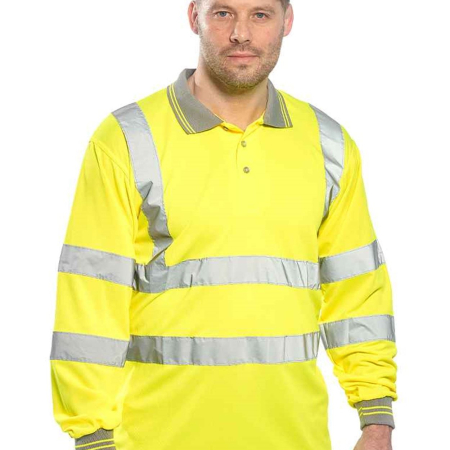 PW059 S277 Portwest Hi-Vis Long Sleeve Polo Shirt image 1