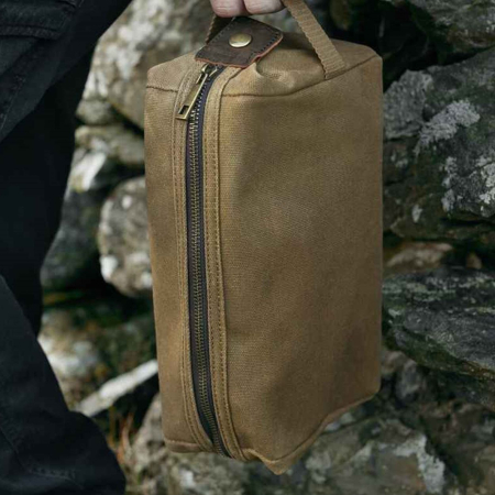 QD651 Quadra Heritage Waxed Canvas Wash Bag image 1