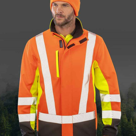 RS506 R506X Result Recycled Three Layer Printable 3-Tone Safety Soft Shell Jacket image 1
