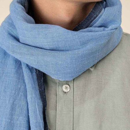 SP146 Spasso Blue Double Striped Scarf image 1