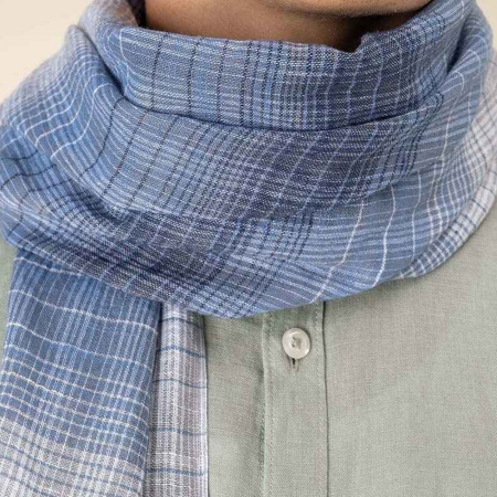 SP150 Spasso Blue Classic Check Scarf image 1