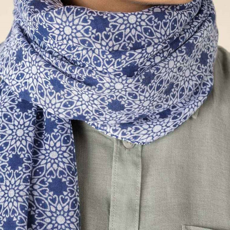 SP156 Spasso Blue Floral Mosaic Scarf image 1