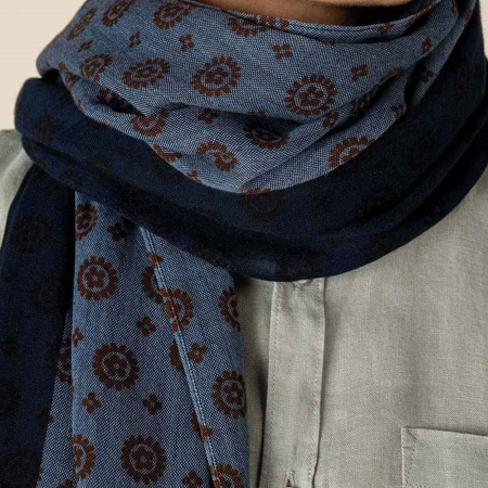 SP157 Spasso Blue Garnet Flowers Scarf image 1