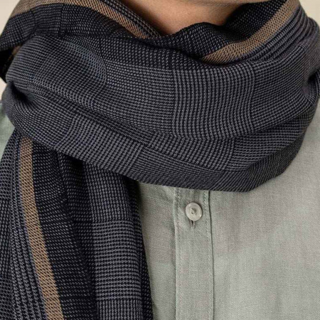 SP159 Spasso Grey Pixel Check Scarf image 1