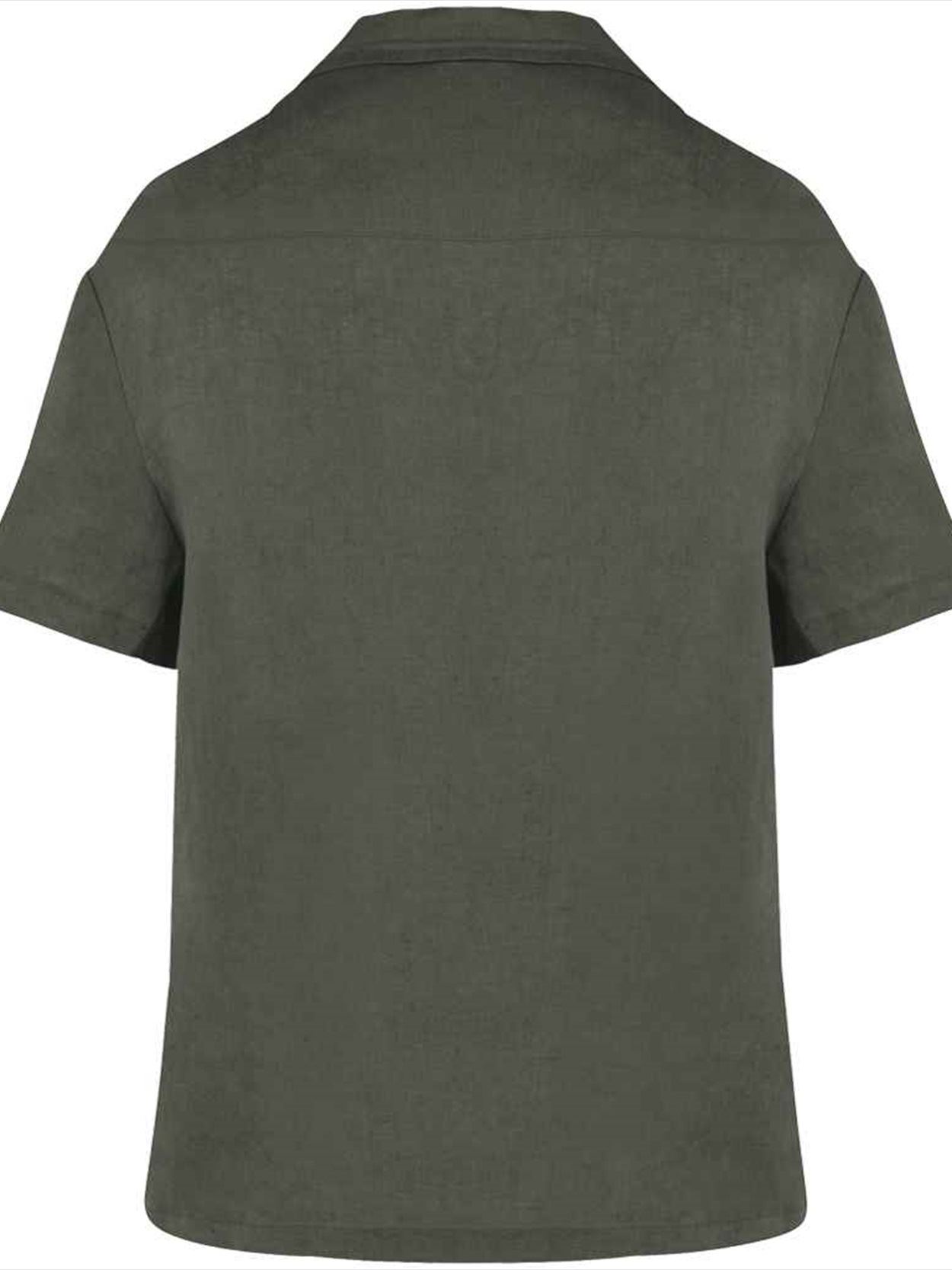 SP523 Spasso Ladies Short Sleeve Linen Bowling Collar Shirt image 2