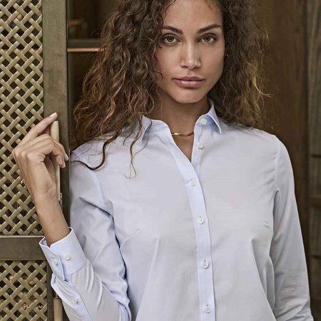 T4025 4025 Tee Jays Ladies Stretch Luxury Long Sleeve Poplin Shirt image 1