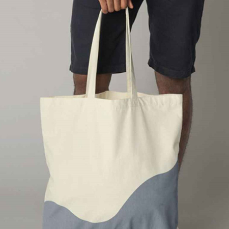 W235 Westford Mill Organic Cotton Wave Print Maxi Tote Bag image 1