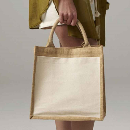W426 Westford Mill Pocket Jute Midi Tote Bag image 1