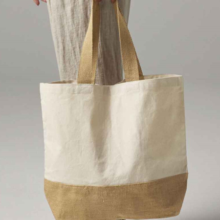 W451 Westford Mill Jute Base Canvas Tote Bag image 1