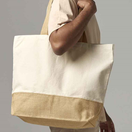 W452 Westford Mill Jute Base Canvas Tote XL Bag image 1