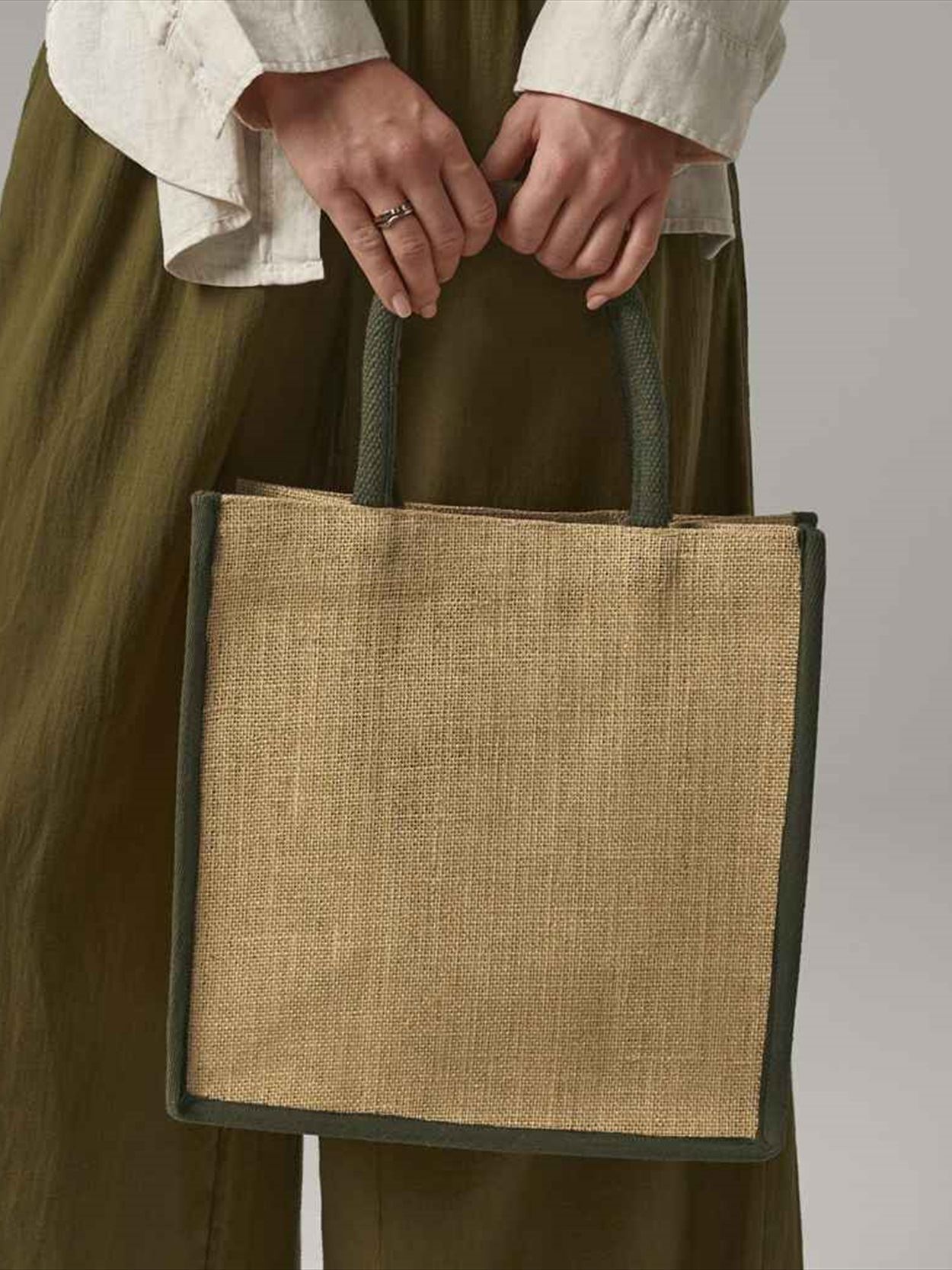 W473 Westford Mill Natural Starched Jute Midi Tote Bag image 2