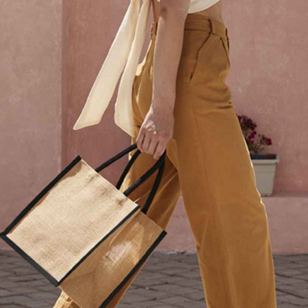 W473 Westford Mill Natural Starched Jute Midi Tote Bag image 1
