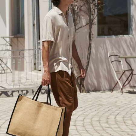 W475 Westford Mill Natural Starched Jute Market Shopper image 1