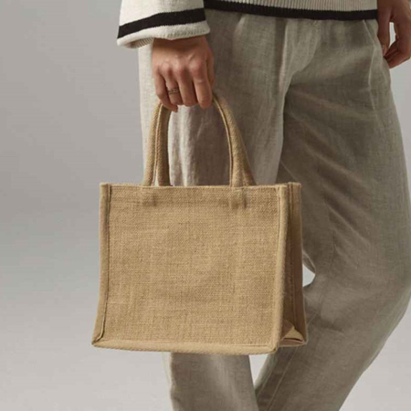 W477 Westford Mill Natural Starched Jute Mini Gift Bag image 1