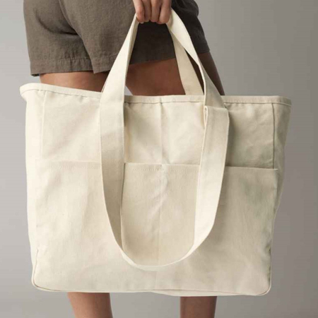 W604 Westford Mill Double Handle Cargo Pocket Tote Bag image 1