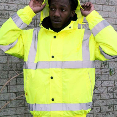 WR006 DWHV10 Warrior Hi-Vis Fleece Lined Bomber Jacket image 1