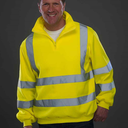 YK033 HVK06 Yoko Hi-Vis Zip Neck Sweatshirt image 1