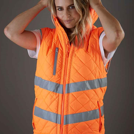 YK216 HV007 Yoko Hi-Vis Kensington Hooded Gilet image 1