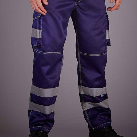YK301 HV018T Yoko Hi-Vis Cargo Trousers with Knee Pad Pockets image 1